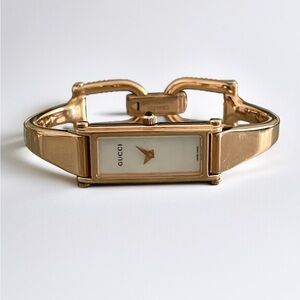 Vintage Gucci Rectangular Pink Gold Bangle Watch